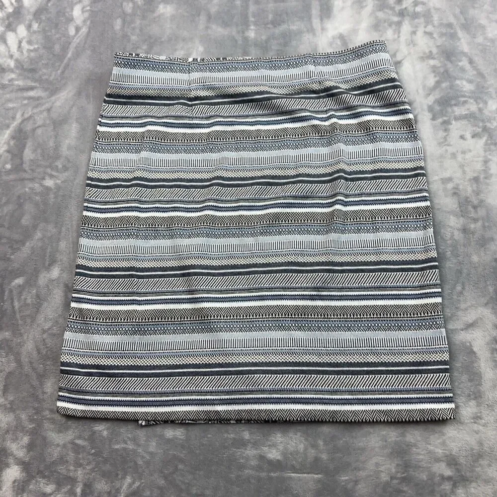 J. Jill Skirt Women’s Size S Blue Geometric Aztec Stretch Knit Pull On Faux Wrap